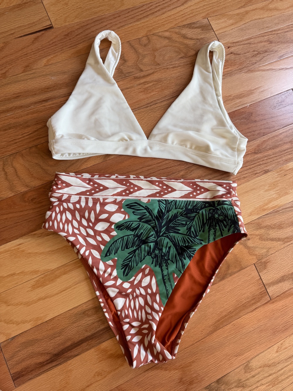 Antonio Melani high thigh cut bikini and triangle white top